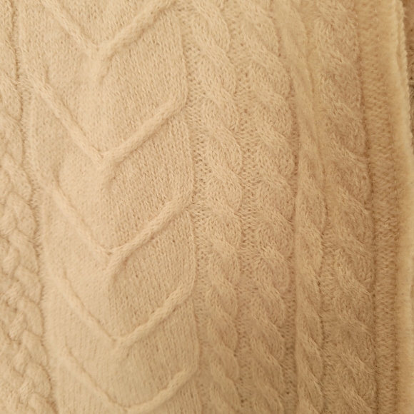 Anthropology Knitted & Knotted Wool Cardigan Zip-Front Sweater Sz M Cream/Pink - Picture 4 of 11